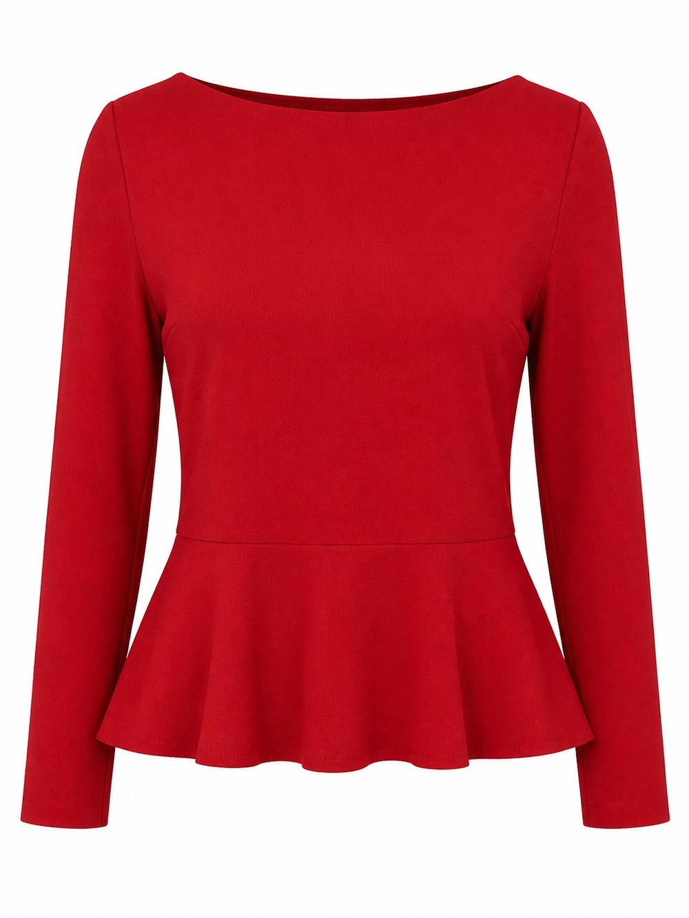 Jason Wu Red Long-Sleeve Peplum Top